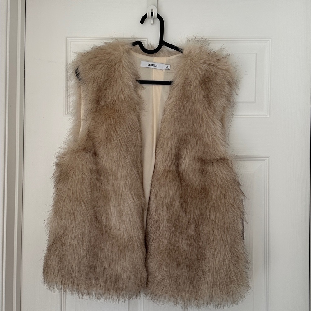 Faux Fur Vest in Tan